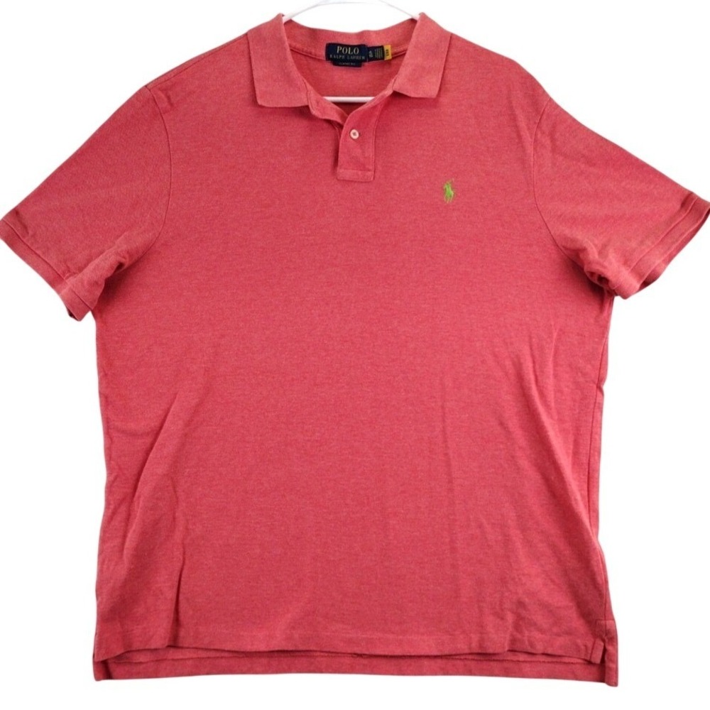 Polo Ralph Lauren‎ Classic Fit Heather Coral Short Sleeve Polo Shirt Men's XL